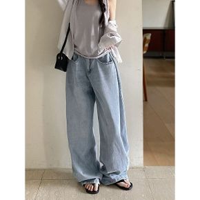 토텀 워싱 와이드 데님 팬츠_P420994977