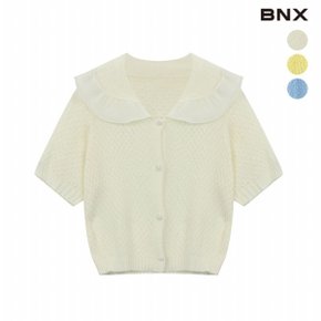 여성 주름 프릴 니트 가디건_P321953657
