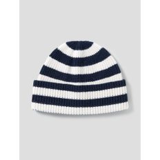 Merino Beanie In Maritime Stripe  Navy