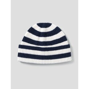 Merino Beanie In Maritime Stripe  Navy