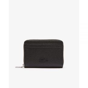 5019506 Lacoste Chantaco Zippered Fine Leather Small Coin Pouch - Noir