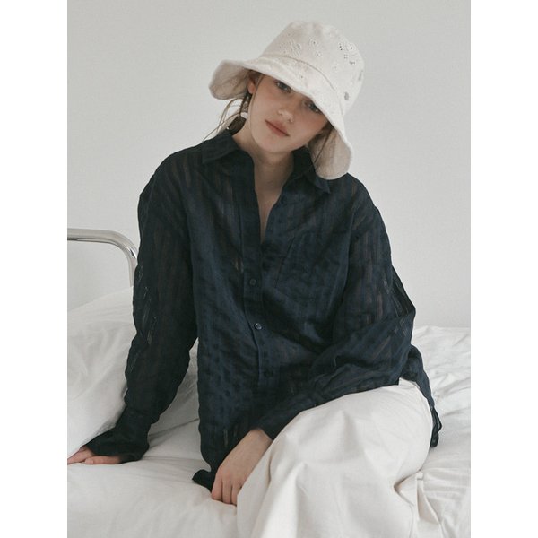 Eyelet ribbon bucket hat_3color