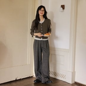 LS_Plaid wide fit long pants