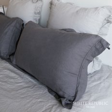 French Linen Oxford Pillowcase - Charcoal Grey