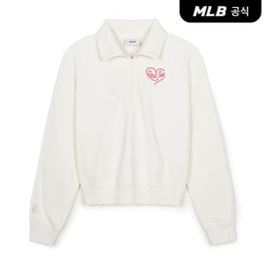 MLB [코리아공식] 여성 하트 크롭 반집업 맨투맨 BOS (Cream)