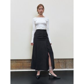 RTF PLEATED SLIT SKIRT_2COLORS