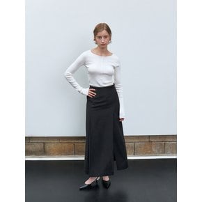 RTF PLEATED SLIT SKIRT_2COLORS