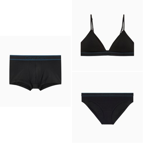 Calvin Klein Underwear (선물포장)CK토널로고 코튼 트라이앵글+비키니+마이크로 드로즈 커플SET(QF79457952-NB4055-UB1)