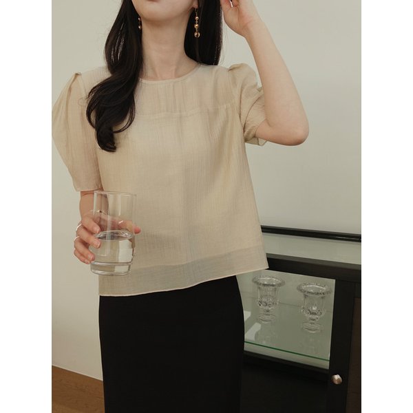 [단독]쉬머 레이어드 블라우스_베이지