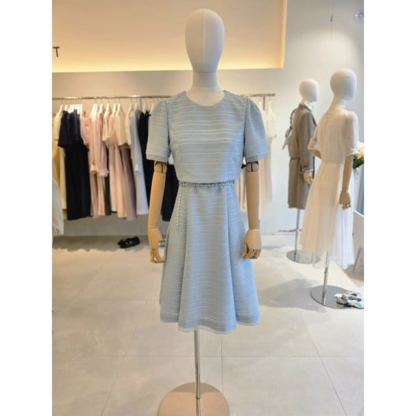 [여주점] [JJ 지고트] 여성 펄 벨티드 배색 플레어 원피스 GS5A0OP551