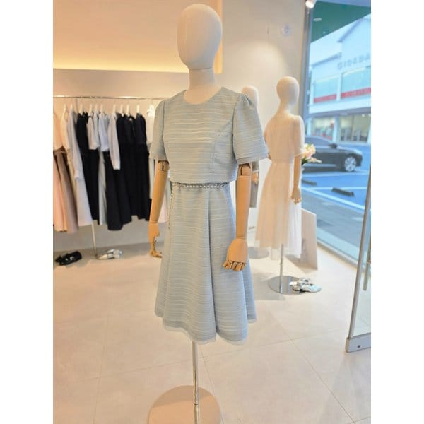 [여주점] [JJ 지고트] 여성 펄 벨티드 배색 플레어 원피스 GS5A0OP551