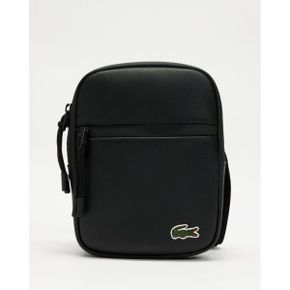 5018694 Lacoste LCST Coated Canvas Small Flat Crossbody Bag - Noir