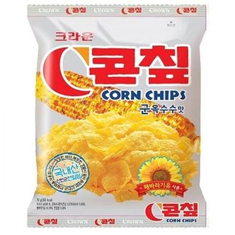  출출할때 간식 크라운 콘칲 콘칩 군옥수수맛 70gx16개입