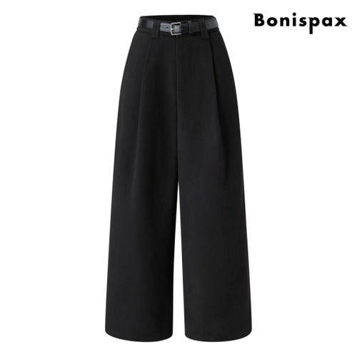 보니스팍스 와이드 핀턱 벨티드 기모 슬랙스 팬츠 (XP3TA018L0)