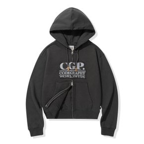 CGP (우먼) 스퀘어 로고 데미지 후드 집업