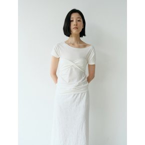 TUBE TOP OFF-SHOULDER T-SHIRT SET UP [WHITE]
