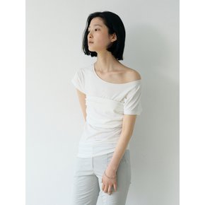 TUBE TOP OFF-SHOULDER T-SHIRT SET UP [WHITE]