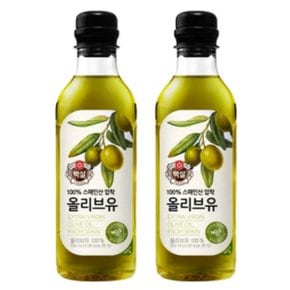 CJ제일제당 백설 압착 올리브유 500ml [2개]