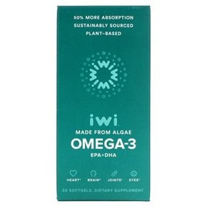 iwi 오메가 3 - 비건 조류 오메가 3 EPA + DHA - 30일분, 나는 위스콘신 건강식품