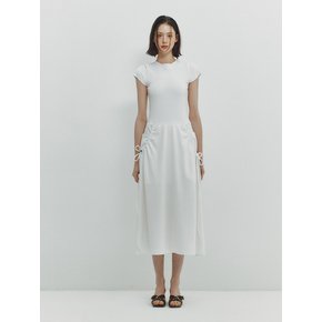 SHIRRING POCKET MAXI DRESS - WHITE