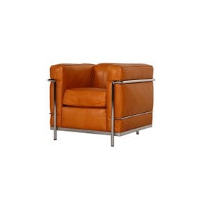 [Cassina 공식수입원] 2 Fauteuil Grand Confort, Petit Modele Armchair (Tabacco/Chrome)