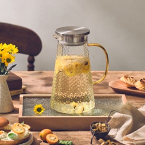 글라스락 엠보싱 내열유리 물병 1350ml