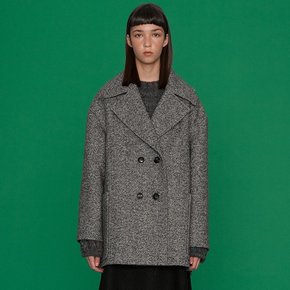 Elin Herringbone half coat_Navy