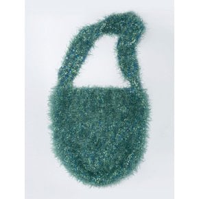 Vintage Handmade Crochet Fur Large Cross Bag _ Green
