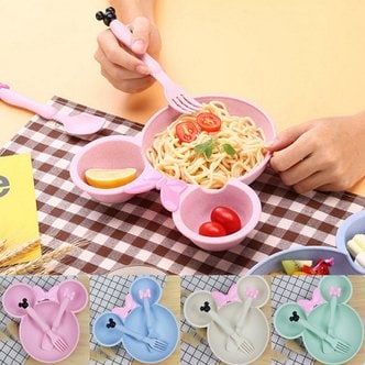  미키마우스 아기식판 유아 식판 식기 숟가락 포크 세트 캐릭터 이유식 어린이집 답례품 선물