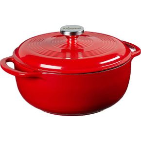 영국 롯지 무쇠냄비 Lodge 4.5 Quart Enameled Cast Iron Dutch Oven with Lid  Dual Handles Sa