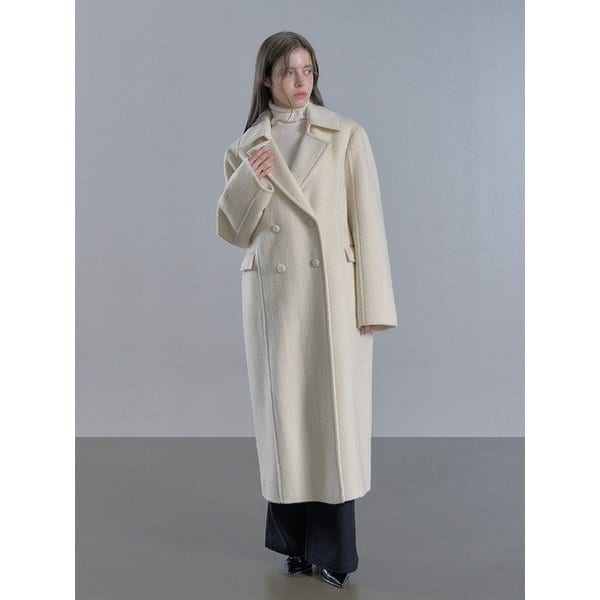 알파카 나폴레옹카라 더블 코트 - 화이트