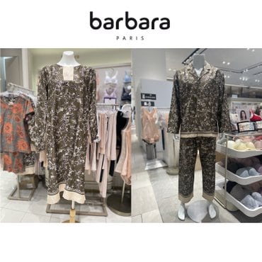 barbara 바바라 프리미엄 실켓면 카키 에스닉 커플파자마 (원피스버전) AMP4587B AGW4587L