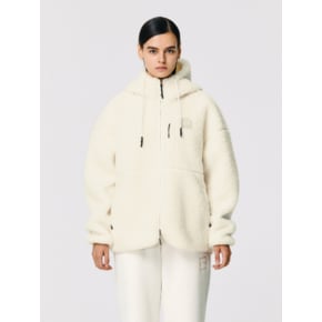 HOODED SHERPA FLEECE JACKET-IVORY