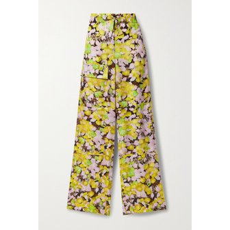 드리스반노튼 플로럴 프린트 크레이프 드 신 와이드 팬츠 옐로 1647597302110101