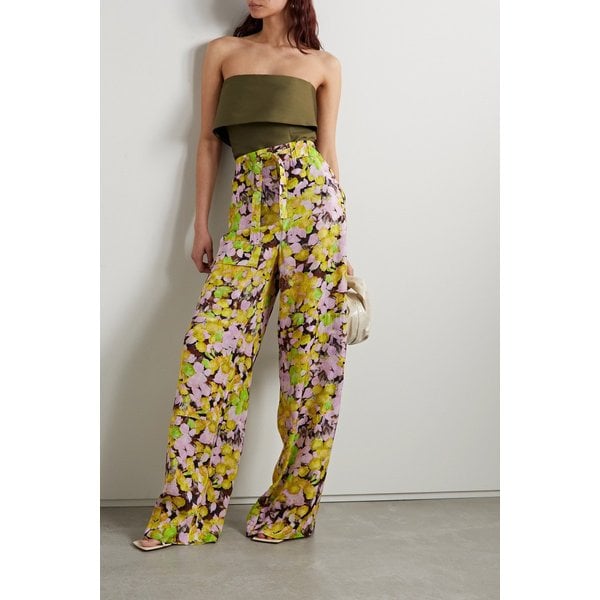 플로럴 프린트 크레이프 드 신 와이드 팬츠 옐로 1647597302110101