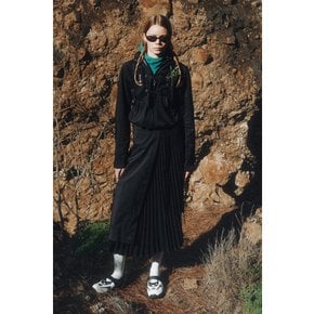 여성 플리츠 하이브리드 스커트 JKPOM25252BLK