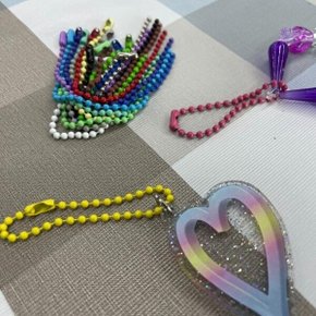 비즈키링볼체인군번줄컬러12cm10P
