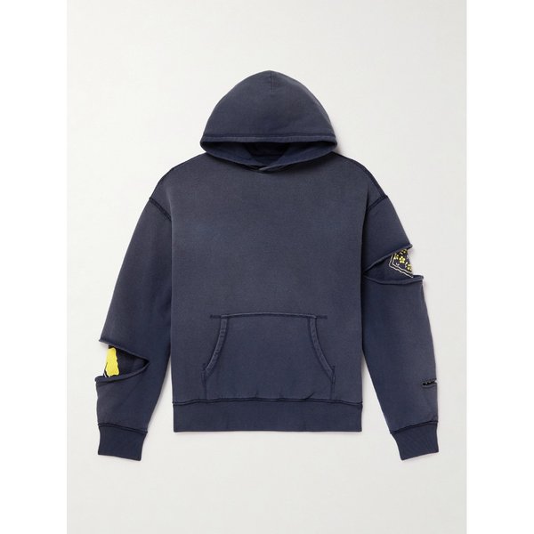 리버시블 디스트레스드 프린트 코튼 저지 후드 티셔츠 46376663162925136