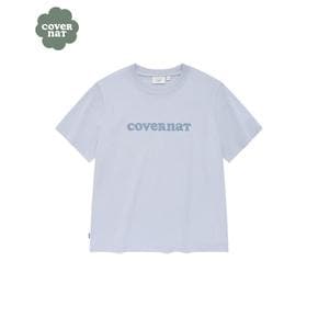 우먼 레귤러핏 글리터 쿠퍼 로고 티셔츠 라이트 블루 CO2402ST95LB