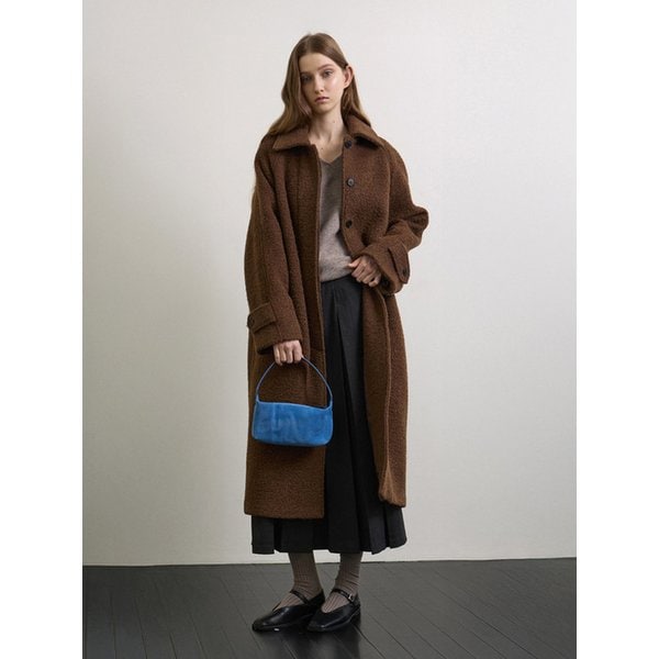 알파카 울 발마칸 롱 코트 - 브라운
