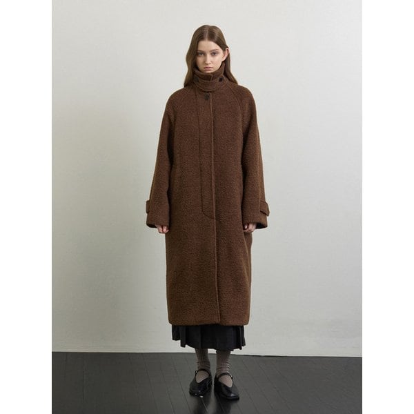알파카 울 발마칸 롱 코트 - 브라운