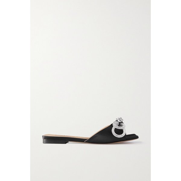 더블 보우 크리스털 장식 새틴 슬라이더 블랙 1647597309727082