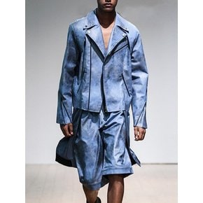 BLUE CRASHED RIDER JACKET
