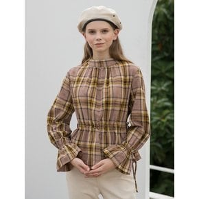 High Neck String Blouse Brown