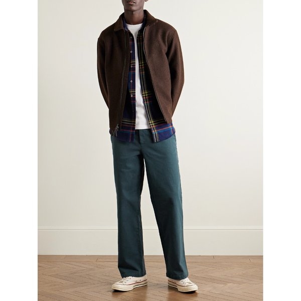 포르투기스 플란넬 라부라 스트레이트 레그 코튼 블렌드 트윌 팬츠 46376663162911657