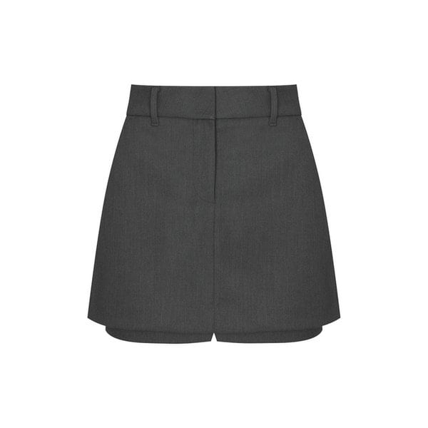 TWILL LAYERED SKIRT PANTS_Grey