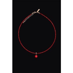 2mm Red Coral Necklace -  레드산호