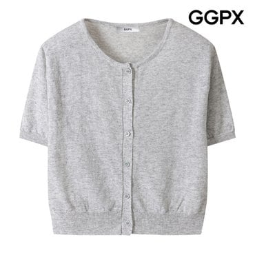 GGPX 라운드넥 버튼 심플 반팔 가디건 (GP7KG017F)