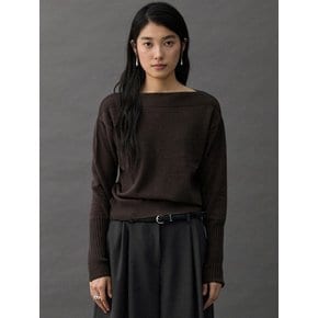 NAGI BOAT NECK KNIT - BROWN