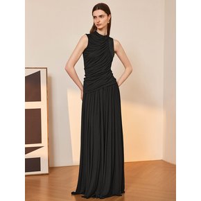 YY_Pleated long skirt_BLACK